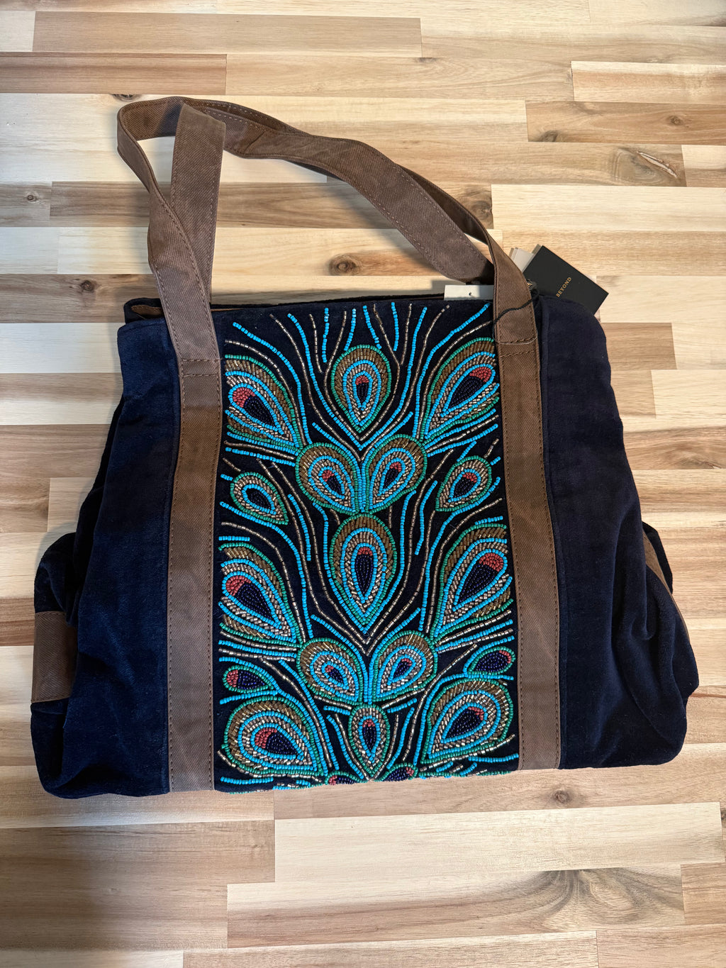 America and Beyond Beaded Peacock bag