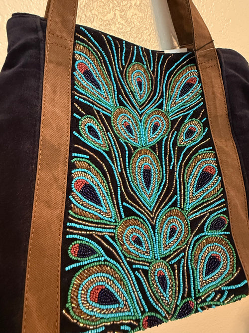 America and Beyond Beaded Peacock bag