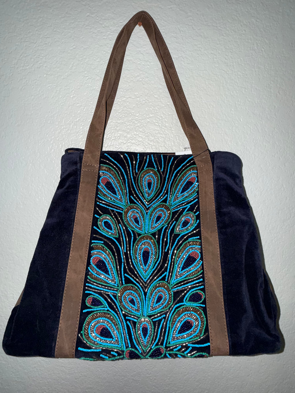 America and Beyond Beaded Peacock bag